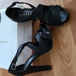 Ralph Lauren Black Strappy Platforms